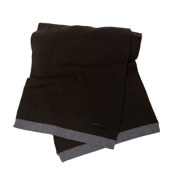 ZEGNA SPORT KHAKI & GRAY KNIT SCARFMENS SIZE 185CM